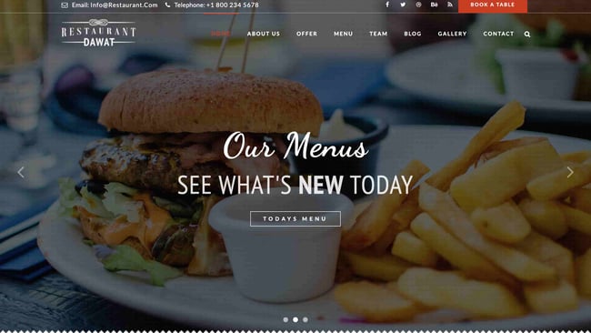 restaurant website templates: dawat 